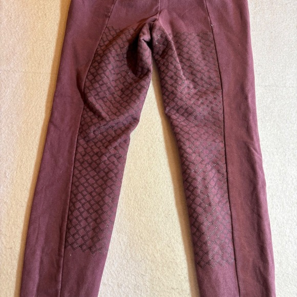 Horze Womens Equestrian Riding Pants Tights Burgundy Diamond Knee Patch Size 24 - Picture 8 of 10